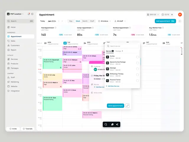 Booking & Appointment Automation dashboard preview